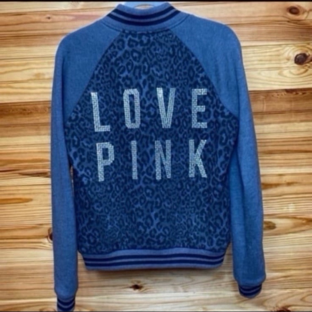 Victoria’s Secret “vintage” PINK cheetah print bling varsity jacket